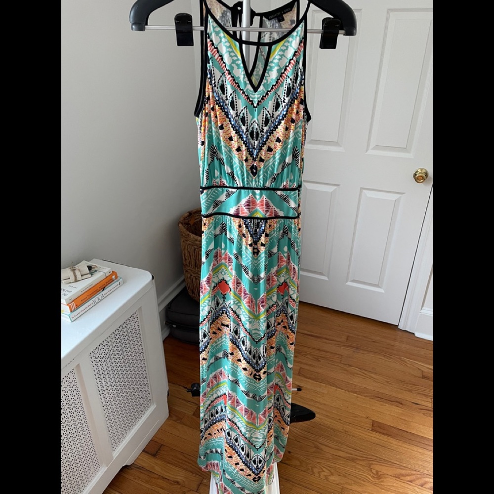 Turquoise and black tribal maxi dress